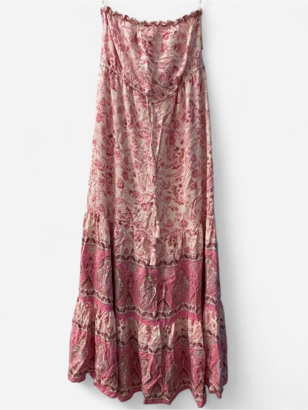 Vici Strapless Pink Paisley Maxi Dress